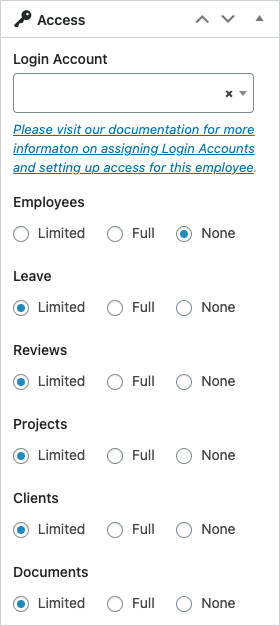 Employee Login Access Screenshot